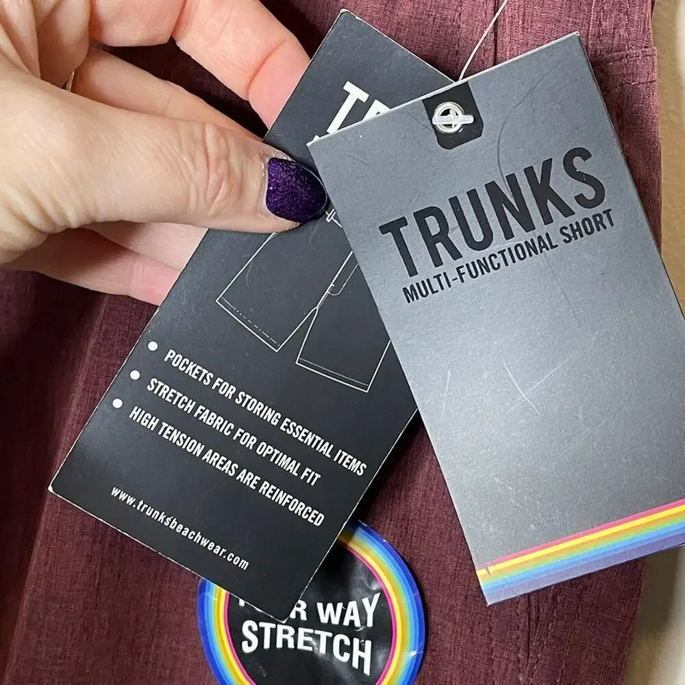 NWT TRUNKS Multi-Functional Stretch Quick Dry Shorts Men’s Size 30 Burgundy